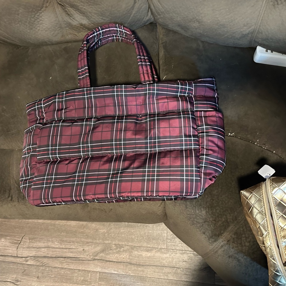 Victorians Secret Plaid Tote Bag